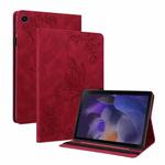 For Samsung Galaxy Tab A8 10.5 2021 Butterfly Flower Embossed Leather Tablet Case(Red)