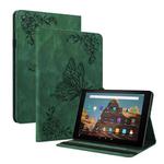 For Amazon Kindle Fire HD 10 2019 / 2017 Butterfly Flower Embossed Leather Tablet Case(Green)