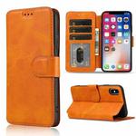 For iPhone X / XS Shockproof PU + TPU Leather Phone Case(Khaki)