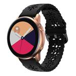 For Samsung Galaxy Watch4 40/44mm Plum Blossom Hollowed Silicone Watch Band(Black)