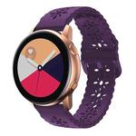 For Samsung Galaxy Watch4 40/44mm Plum Blossom Hollowed Silicone Watch Band(Dark Purple)