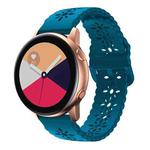 For Samsung Galaxy Watch4 Classic 42/46mm Plum Blossom Hollowed Silicone Watch Band(Rock Blue)