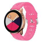 For Samsung Galaxy Watch4 Classic 42/46mm Plum Blossom Hollowed Silicone Watch Band(Luminous Pink)