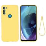 For Motorola Moto G71 5G Pure Color Liquid Silicone Shockproof Full Coverage Phone Case(Yellow)