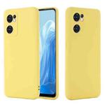 For OPPO Reno7 5G Global / Find X5 Lite Pure Color Liquid Silicone Shockproof Full Coverage Phone Case(Yellow)