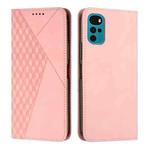 For Motorola Moto G22 Diamond Splicing Skin Feel Magnetic Leather Phone Case(Rose Gold)