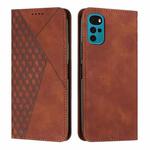 For Motorola Moto G22 Diamond Splicing Skin Feel Magnetic Leather Phone Case(Brown)