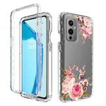 For OnePlus 9 PC+TPU Transparent Painted Phone Case(Pink Rose)
