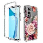 For OnePlus 9 PC+TPU Transparent Painted Phone Case(Purple Floral)