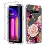 For LG V60 ThinQ 5G PC+TPU Transparent Painted Phone Case(Purple Floral)