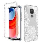 For Motorola Moto G Play PC+TPU Transparent Painted Phone Case(White Flower)