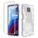 For Motorola Moto G Power 2021 PC+TPU Transparent Painted Phone Case(White Flower)