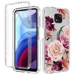 For Motorola Moto G Power 2021 PC+TPU Transparent Painted Phone Case(Purple Floral)