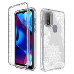 For Motorola Moto G Pure PC+TPU Transparent Painted Phone Case(White Flower)