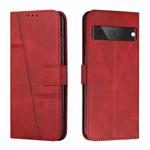 For Google Pixel 7 Stitching Calf Texture Buckle Leather Phone Case(Red)