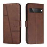 For Google Pixel 7 Stitching Calf Texture Buckle Leather Phone Case(Brown)