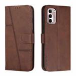 For Motorola Moto G Stylus 2022 4G Stitching Calf Texture Buckle Leather Phone Case(Brown)