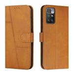 For Xiaomi Redmi 10 5G/Redmi Note 11E Stitching Calf Texture Buckle Leather Phone Case(Yellow)