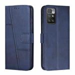 For Xiaomi Redmi 10 5G/Redmi Note 11E Stitching Calf Texture Buckle Leather Phone Case(Blue)