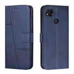 For Xiaomi Redmi 10A/Poco C31/Redmi 9C Stitching Calf Texture Buckle Leather Phone Case(Blue)