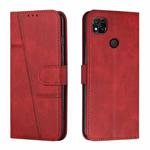 For Xiaomi Redmi 10A/Poco C31/Redmi 9C Stitching Calf Texture Buckle Leather Phone Case(Red)