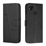 For Xiaomi Redmi 10A/Poco C31/Redmi 9C Stitching Calf Texture Buckle Leather Phone Case(Black)