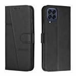 For Samsung Galaxy M33 5G Stitching Calf Texture Buckle Leather Phone Case(Black)