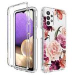 For Samsung Galaxy A32 PC+TPU Transparent Painted Phone Case(Purple Floral)