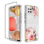 For Samsung Galaxy A42 5G PC+TPU Transparent Painted Phone Case(Pink Rose)