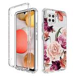 For Samsung Galaxy A42 5G PC+TPU Transparent Painted Phone Case(Purple Floral)