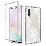 For Samsung Galaxy Note10 PC+TPU Transparent Painted Phone Case(White Flower)