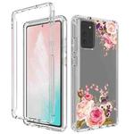 For Samsung Galaxy Note20 PC+TPU Transparent Painted Phone Case(Pink Rose)
