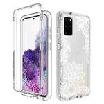 For Samsung Galaxy S20+ PC+TPU Transparent Painted Phone Case(White Flower)