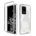 For Samsung Galaxy S20 Ultra PC+TPU Transparent Painted Phone Case(White Flower)