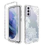 For Samsung Galaxy S21+ 5G PC+TPU Transparent Painted Phone Case(White Flower)