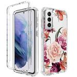 For Samsung Galaxy S21+ 5G PC+TPU Transparent Painted Phone Case(Purple Floral)