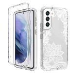 For Samsung Galaxy S22+ 5G PC+TPU Transparent Painted Phone Case(White Flower)