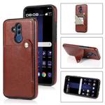 For Huawei Mate 20 Lite Pure Color Oblique Card PU + TPU Phone Case(Brown)