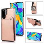 For Huawei P30 Pro Pure Color Oblique Card PU + TPU Phone Case(Rose Gold)