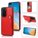 For Huawei P40 Pure Color Oblique Card PU + TPU Phone Case(Red)