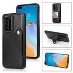 For Huawei P40 Pro Pure Color Oblique Card PU + TPU Phone Case(Black)