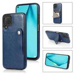For Huawei P40 Lite Pure Color Oblique Card PU + TPU Phone Case(Blue)