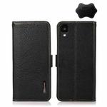 For TCL 30Z KHAZNEH Side-Magnetic Litchi Genuine Leather RFID Phone Case(Black)