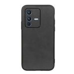 For vivo S12 Pro 5G/V23 Pro 5G Accurate Hole Two-color Calf Texture Shockproof Phone Case(Black)