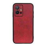 For vivo Y75 5G Accurate Hole Two-color Calf Texture Shockproof Phone Case(Red)