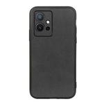 For vivo Y75 5G Accurate Hole Two-color Calf Texture Shockproof Phone Case(Black)