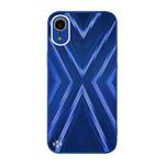 For iPhone XR 9XA Texture TPU + Tempered Glass Phone Case(Blue)
