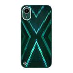 For iPhone XR 9XA Texture TPU + Tempered Glass Phone Case(Green)