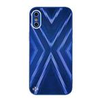 For iPhone XS Max 9XA Texture TPU + Tempered Glass Phone Case(Blue)