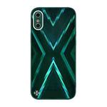 For iPhone XS Max 9XA Texture TPU + Tempered Glass Phone Case(Green)